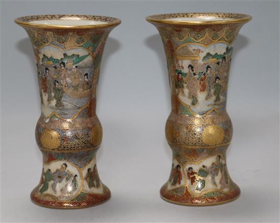 A pair of Japanese Satsuma pottery vases 6in.